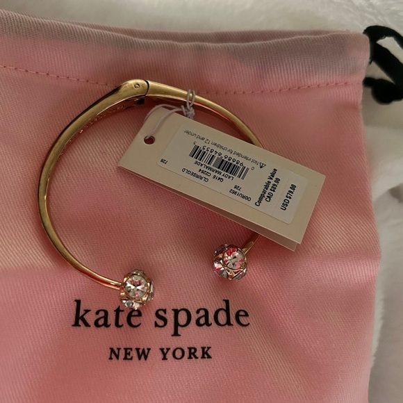 Kate Spade Lady Marmalade Rose Gold CZ Hinged Cuff Bracelet W/ Pouch - Picture 3 of 5